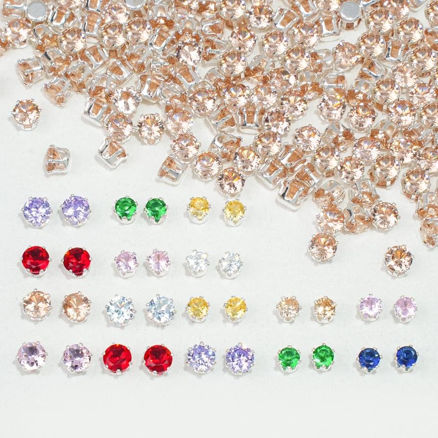 主图_04 Round Diamond 4*4mm Zircon Beads Gold Base silver Base Black base 100PCS - Image 1