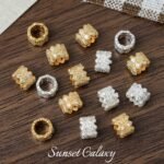 18K Real Gold Plated Zircon High Color Retention Barrel Beads Spacer Beads Handmade DIY Beaded Bracelet Necklace Jewelry Accessories Material - Image 5