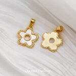 copper gold plated laser shell pendant double hanging beads handmade DIY bracelet necklace earrings beaded accessories material - Image 5