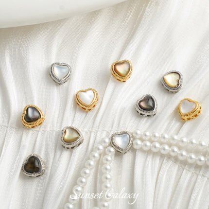 Gold plated love shell beads real shell aurora beads handmade DIY bracelet necklace beaded loose beads accessories material