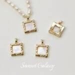 18k gold plating real gold square shell pendant pendant handmade diy string pearl necklace jewelry accessories material - Image 6