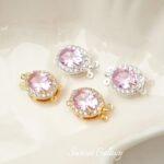 18K Gold-filled Oval PinK Zircon Latch BucKle Connecting BucKle diy Bracelet NecKlace Jewelry Accessories Beaded Finishing