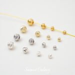 Color-preserving 18K Gold Flower Cross-cut Beaded Melon Pattern Beads Handmade DIY Beaded Bracelet Necklace Earrings Accessories - Image 2