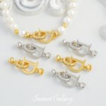 18K Simple Fashion Micro Diamond D-shaped Coil Buckle Handmade Beaded DIY Material Bracelet Necklace Accessories