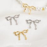 Bow Double Hanging Copper Plated Real Gold Dispersion-preserving Beads Handmade DIY Bracelet Necklace Beaded Jewelry Material Accessories - Image 5