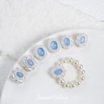 Silver-plated Color-preserving Inlaid Aquamarine Separated Beads diy Handmade Beaded Bracelet Necklace Loose Bead Jewelry Material Accessories - Image 3