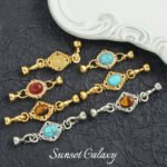 18k real gold plated color retaining tiger eye gem pearl connection closure buckle handmade diy beaded bracelet accessories - Image 2