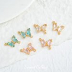 Temperament Gentle Butterfly Pendant Double Hanging Color Copper Plated Real Gold DIY Handmade Bracelet Necklace Bead Accessories Material - Image 3