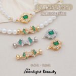 Color-preserving gold-plated emerald micro-inlaid zircon tail buckle beaded diy handmade bracelet necklace jewelry accessories material