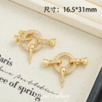 18k gold color retaining micro inlaid zircon disc closing buckle handmade beaded diy material bracelet necklace jewelry accessories - Image 18