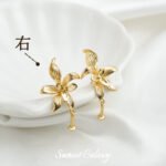 Copper-plated Real Gold High Color Retention Elegant Flower Earrings diy Handmade Bracelet Necklace Beads Loose Bead Accessories Material - Image 7