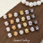 18K Gold-Plated Silver Color-Preserving Crystal Pearl Spacer Beads Loose Beads Handmade DIY Beaded Bracelet Necklace Jewelry Accessories Material