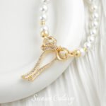 18k Real Gold Plated Diamond Bow Pendant Coil Dual-purpose Buckle Handmade DIY Material Necklace Beaded Jewelry Accessories - Image 3
