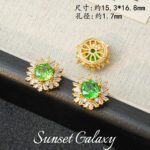 18K Sunflower Zircon Rose Cut Full Zircon Accessories Handmade DIY Beaded Bracelet Necklace Jewelry Accessories Material - Image 14