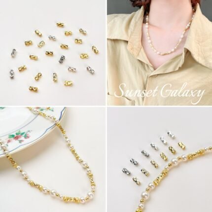 18k Gold Plated Silver Plated Batch Flower Thread Color Preservation Section Pipe Bead Spacer Bead Decoration DIY Bracelet Necklace Jewelry Material