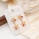 18K bag gold inlaid colorful zircon flower pendant earrings earrings diy earrings ear pin jewelry accessories beaded material - Image 4