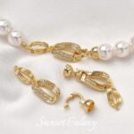 18k bag gold zircon 8-character plated real gold finishing connection buckle handmade diy string pearl necklace jewelry accessories - Image 3