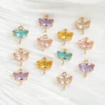 Real Gold Plated Zircon Half Moon Double Hanging Umbrella Beads Handmade DIY Bracelet Necklace Earrings Beaded Jewelry Accessories Material