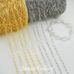 18k gold-plated silver color embellished chain flat chain extended chain beaded handmade diy material bracelet necklace accessories - Image 5