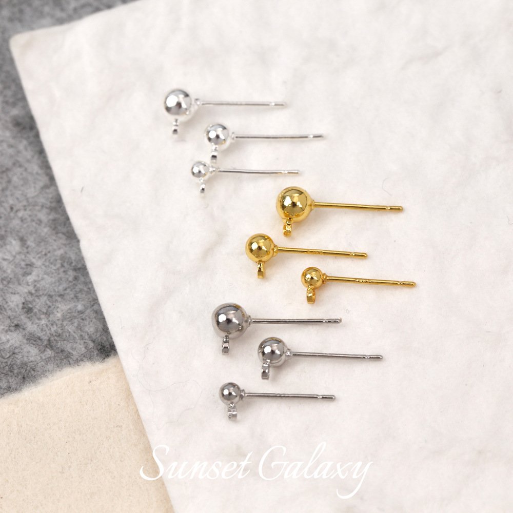 O1CN013o640q1XU9sG94BAg_2217832672926-0-cib 18k electroplated real gold with ring hanging ring peas earring 925 tremella needle ball needle handmade diy string ear accessories - Image 1