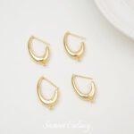 18K Gold Niche ins Earrings Oval Earrings Pendant Accessories diy Handmade Beaded Pearl Earrings Earrings Material - Image 3