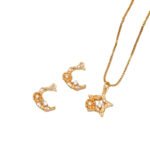 18K Gold Plated Zirconium Flower Cluster Moon Star Pendant DIY Necklace Earrings Earrings Accessories Handmade Beading Material - Image 5