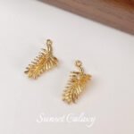 18K gold copper plated real gold feather pendant diy handmade material bracelet necklace earrings pendant jewelry accessories - Image 8