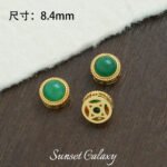 18k silver plated gold inlaid aquamarine turquoise beads handmade beaded diy material bracelet necklace accessories - Image 8