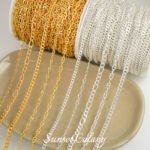 14k18k Real Gold Plated Flat Round Tassel Chain O-Chain Handmade DIY Beaded Accessories Bracelet Necklace Jewelry Material