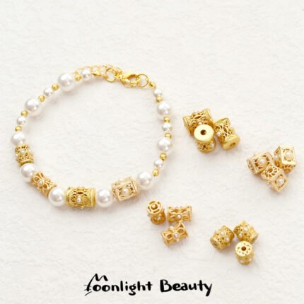 Shajin Hollow Inlaid Pearl Passepartout Wheel Beads Beads Layered Beads Handmade DIY Beaded Bracelet Jewelry Accessories