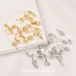 18K gold five-pointed star love shell ending hook bag bean buckle handmade diy string bracelet necklace accessories - Image 12