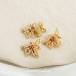 [red] gold-plated butterfly flower three-hole beads diy handmade beaded bracelet necklace accessories material - Image 10