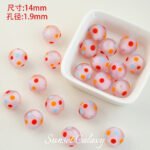 Lantern Glaze Frosted Round Pink Color Dot Wave Bead Handmade Pliers DIY Material Bracelet Necklace Accessories - Image 7