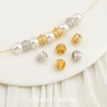 Gold-plated Barrel Beads Wheat Ears Small Round Zirconium Beads Handmade DIY Bracelet Necklace Beaded Beads Jewelry Accessories Material