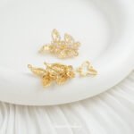 Real Gold Plated Zircon Butterfly Double Disc End Connection Buckle Handmade DIY Bracelet Necklace Beaded Beaded Accessories Material - Image 3