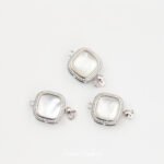 18K Gold Set White Shellfish Round Square Double Row Insert Buckle DIY Handmade Pearl Bracelet Necklace Connecting Buckle Accessories - Image 8