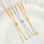 18K Gold Coil Chain Silicone Bead Adjusting Extended Chain Handmade DIY Beaded Material Bracelet Necklace Accessories