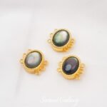 18K gold-plated white shell black shell oval three-row magnetic buckle magnet buckle diy bracelet necklace beaded accessories material - Image 7