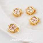 18K gold-plated zircon four-petal flower double-row pin buckle diy accessories material beaded bracelet necklace finishing accessories - Image 2