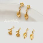 Color Preservation 18K Pack Gold Micro Zircon Leaves Rose Pendant DIY Hand-made Jewelry Earrings Necklace Beaded Accessories