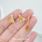 18k Copper Plated Real Gold Badminton Racquet Pendant Beads Handmade DIY Beaded Bracelet Necklace Accessories Material - Image 2