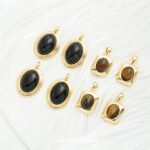 Ancient Greek Maillard Tiger Eye Stone Pendant Real Gold Plated Color-preserving Beads diy Handmade Bracelet Necklace Loose Bead Material