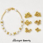 Sand gold hollow double-sided flower holder flower cap bead holder spacer handmade diy beaded bracelet jewelry accessories material