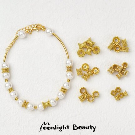 Sand gold hollow double-sided flower holder flower cap bead holder spacer handmade diy beaded bracelet jewelry accessories material