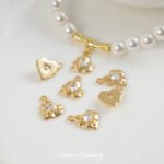 Love Pendant Plated Real Gold Zirconium Drill 18k Beads Handmade DIY Bracelet Necklace Earrings Beads Loafed Beads Accessories Material