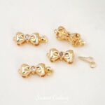 18K Gold-plated French Sweet Bow Inlaid with Zirconium Connecting BucKle Latch BucKle diy Bracelet NecKlace Finishing Jewelry Accessories