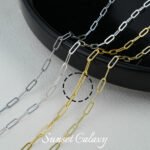 18k gold-plated silver color embellished chain flat chain extended chain beaded handmade diy material bracelet necklace accessories - Image 9