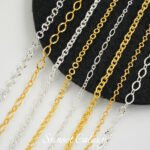 Long-standing gold sunflower 14k18 gold embosed flower chain O-shaped flat chain handmade diy beaded material accessories - Image 2