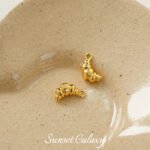 18K Gold-Plated Color-Preserving Ins Style Croissant Pendant Handmade DIY Beaded Bracelet Necklace Jewelry Accessories Material - Image 4