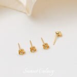 Color-preserving 18K gold rose ear pin earring pendant diy hand-made earrings earrings accessories beaded jewelry materials - Image 4